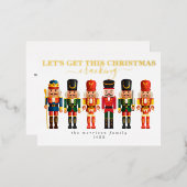 ホイルエレガントモダンくるみ割りクリスマスカード 箔シーズンポストカード (正面/裏面)