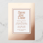 ホイルエレガント日付テンプレート写真を保存モダンする 箔シーズンカード (正面)