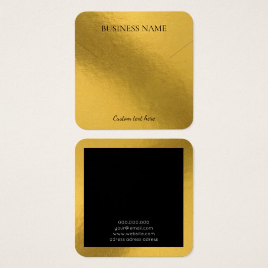 ホイルエレガント金ゴールドネックレス方形表示カード (正面&裏面)