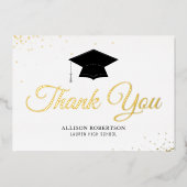 ホイルエレガント金ゴールド卒業サンキューカード 箔招待状 (正面)