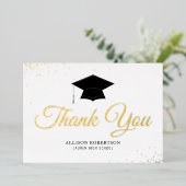 ホイルエレガント金ゴールド卒業サンキューカード 箔招待状 (立ち正面)