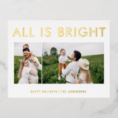 ホイルエレガント2枚モダンのホイルの休日はがき 箔シーズンポストカード (正面)