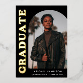 ホイルオフセットアーチフォト卒業発表 箔招待状 (正面)