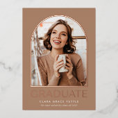 ホイルクラシックアーチフォト卒業発表 箔招待状 (正面)