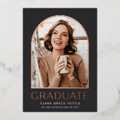 ホイルクラシックアーチフォト卒業発表 箔招待状 (正面)