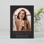 ホイルクラシックアーチフォト卒業発表 箔招待状 (立ち正面)