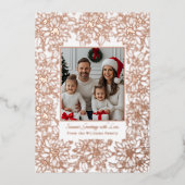 ホイルクリスマスカードテンプレート写真ホリデーホワイト 箔シーズンカード (正面)