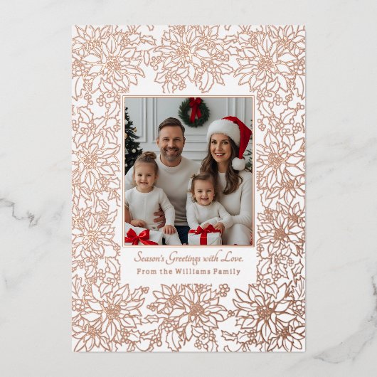 ホイルクリスマスカードテンプレート写真ホリデーホワイト 箔シーズンカード (正面)