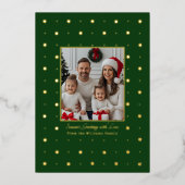 ホイルクリスマスカードテンプレート2フォトグリーンドット 箔シーズンカード (正面)
