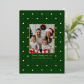 ホイルクリスマスカードテンプレート2フォトグリーンドット 箔シーズンカード (立ち正面)