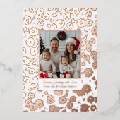 ホイルクリスマスカードテンプレート2フォトフラワーホワイト 箔シーズンカード (正面)