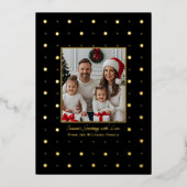 ホイルクリスマスカードテンプレート2フォト金ゴールドドット 箔シーズンカード (正面)