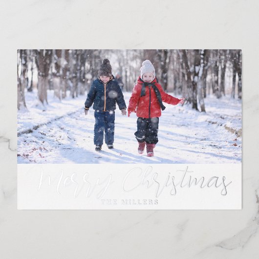 ホイルクリスマスフォトカード（赤の祝日のみ） 箔シーズンカード (正面)