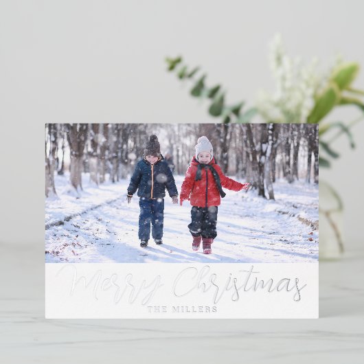 ホイルクリスマスフォトカード（赤の祝日のみ） 箔シーズンカード (立ち正面)
