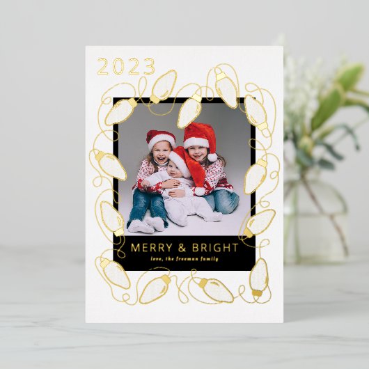 ホイルクリスマスライトフォトカード 箔シーズンカード (立ち正面)