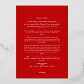 ホイルグリーンホリークリスマスすてき家族の写真 箔シーズンカード (裏面)