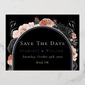 ホイルゴシックのヴィンテージ結婚式は日付カードを保存 箔招待状ポストカード (正面)