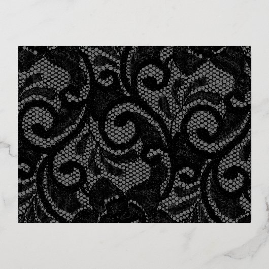 ホイルゴシックのヴィンテージ結婚式は日付カードを保存 箔招待状ポストカード (裏面)