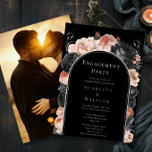 ホイルゴシックヴィンテージアーチ写真婚約パーティ 箔招待状