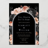 ホイルゴシックヴィンテージアーチTill Death Photo 結婚's 箔招待状 (正面)