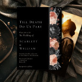 ホイルゴシックヴィンテージブラックのデスフォト結婚ズ 箔招待状