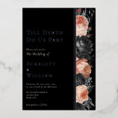 ホイルゴシックヴィンテージブラックのデスフォト結婚ズ 箔招待状 (正面)