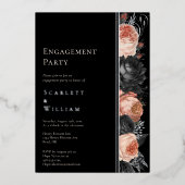 ホイルゴシックヴィンテージブラックフォト婚約パーティ 箔招待状 (正面)
