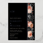 ホイルゴシックヴィンテージブラックモノグラム結婚フォト 箔招待状 (正面)