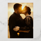 ホイルゴシックヴィンテージブラックモノグラム結婚フォト 箔招待状 (裏面)