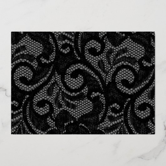 ホイルゴシックヴィンテージブラック横型結婚写真 箔招待状 (裏面)