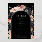 ホイルゴシックヴィンテージブラック赤面アーチブライダルシャワー 箔招待状 (正面)