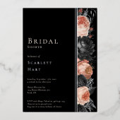 ホイルゴシックヴィンテージブラック赤面ブライダルシャワー 箔招待状 (正面)
