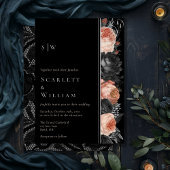 ホイルゴシックヴィンテージブラック赤面モノグラム結婚ズ 箔招待状