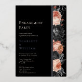 ホイルゴシックヴィンテージブラック赤面婚約パーティ 箔招待状 (正面)