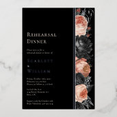 ホイルゴシックヴィンテージブラック赤面結婚のリハーサル 箔招待状 (正面)