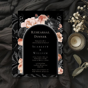 ホイルゴシックヴィンテージ結婚アーチのリハーサルディナー 箔招待状