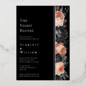 ホイルゴシックヴィンテージ結婚ブラック前夜 箔招待状 (正面)