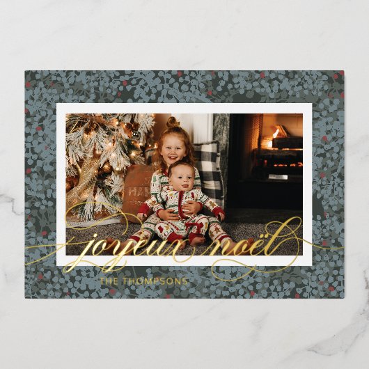 ホイルジュヌノールベリークリスマスフォトカード 箔シーズンカード (正面)