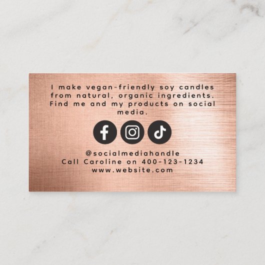 ホイルスクリプトキャンドルメーカーの名刺 コーリングカード (裏面)