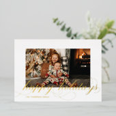 ホイルスクリプトハッピーホリデーエレガントフォトカード 箔シーズンカード (立ち正面)