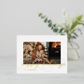 ホイルスクリプトハッピーホリデーエレガントフォトポストカード 箔シーズンポストカード (立ち正面)