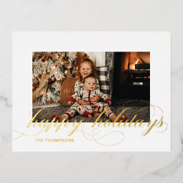ホイルスクリプトハッピーホリデーエレガントフォトポストカード 箔シーズンポストカード