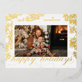 ホイルスクリプトハッピーホリデーズリーフ写真はがき 箔シーズンポストカード (正面)