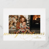 ホイルスクリプトメリークリスマスフォトエレガントポストカード 箔シーズンポストカード (正面)