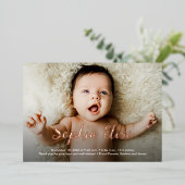 ホイルスクリプト名2写真誕生のお知らせ 箔シーズンカード (立ち正面)
