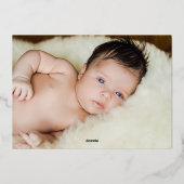 ホイルスクリプト名2写真誕生のお知らせ 箔シーズンカード (裏面)