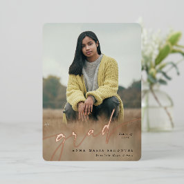 ホイルスクリプト2枚の写真卒業のお知らせ 箔招待状