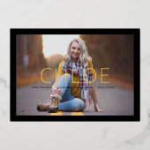 ホイルスタイリッシュブラックミニマル卒業発表 箔招待状 (正面)