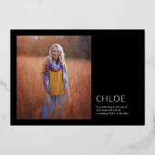 ホイルスタイリッシュブラックミニマル卒業発表 箔招待状 (裏面)