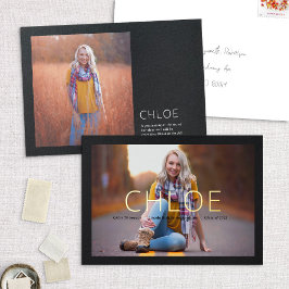 ホイルスタイリッシュブラックミニマル卒業発表 箔招待状